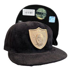 New Era Las Vegas Oakland Raiders 59FIFTY Fitted Hat Cap Black Suede Pack